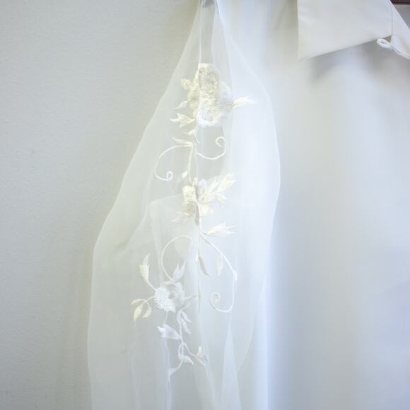 Vintage Sheer Floral Sleeve Button-up Size 16 - Picture 2 of 9